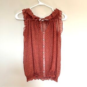 Urban Behavior‎ Women's Small Sleeveless Top Sheer Polka Dot Ruffles Romantic